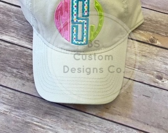 Monogram hat. Applique hat. cute hat. multi color. gift idea. gift for mom. gift for daughter. mothers day gift. summer hat. custom hat.