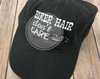 Custom Hat,Biker Hair Don't Care,Biker hat,Gift for mom,Gift for dad,Gift idea,Custom cap,Motorcycle hat,Bike gear,Motorcycle accessories