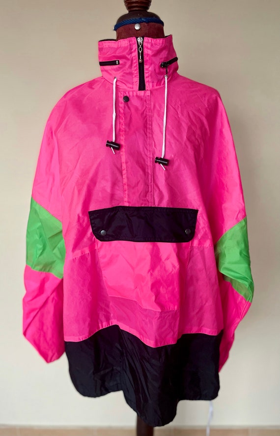 Vintage Hot Pink Windbreaker Jacket Retro 1980's … - image 2