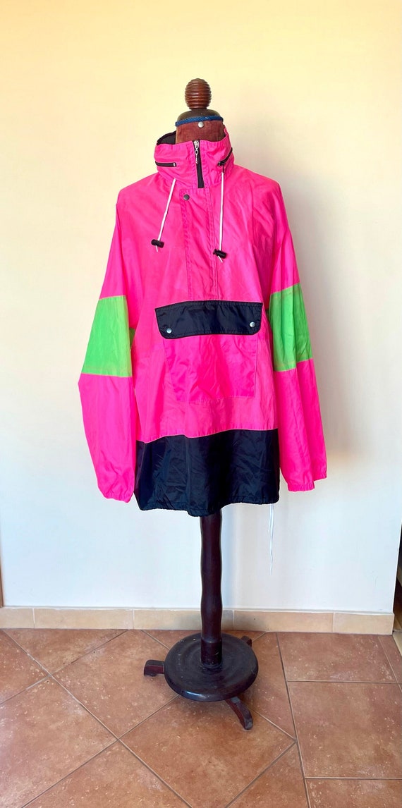 Vintage Hot Pink Windbreaker Jacket Retro 1980's … - image 1