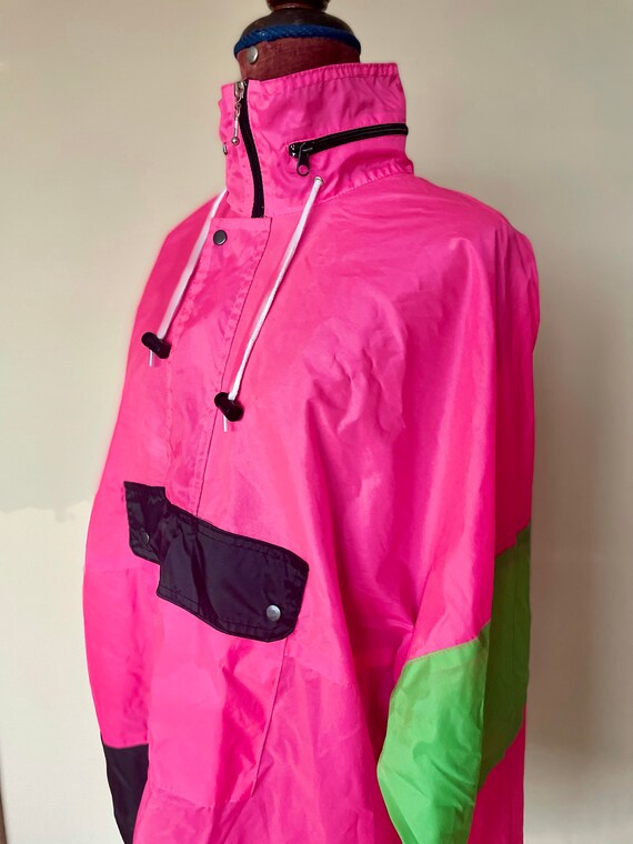 Vintage Hot Pink Windbreaker Jacket Retro 1980's … - image 3