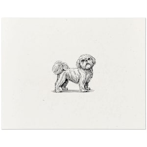 Shih Tzu Dog Art Print - Vintage Woodcut Style Dog Wall Art Screen Print, Home Decor Gift for Dog Lovers
