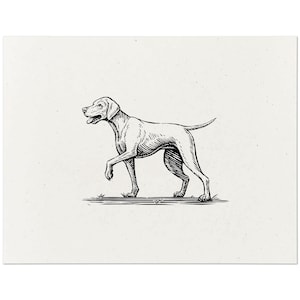 Vizsla Dog Art Print - Vintage Woodcut Style Dog Wall Art Screen Print, Home Decor Gift for Dog Lovers