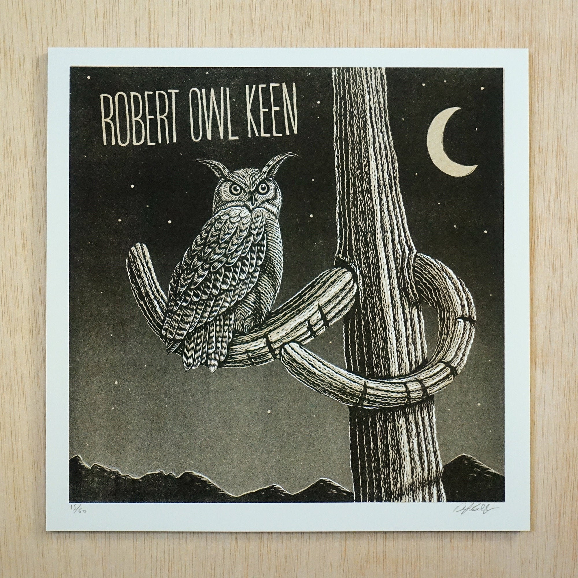 Robert Owl Keen PrintCountry Music Art Print | Woodcut Style Risograph Print | Home Decor&nbsp;Gift 
