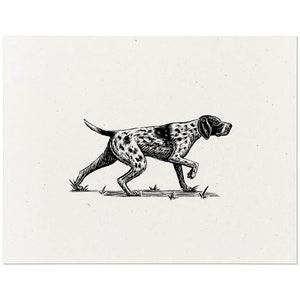 German Shorthaired Pointer Dog Art Print - Vintage Woodcut Style Dog Wall Art Screen Print, Home Decor Gift for Dog Lovers