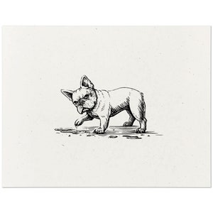 French Bulldog Dog Art Print - Vintage Woodcut Style Dog Wall Art Screen Print, Home Decor Gift for Dog Lovers