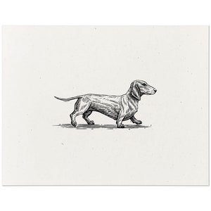 Dachshund Dog Art Print - Vintage Woodcut Style Dog Wall Art Screen Print, Home Decor Gift for Dog Lovers