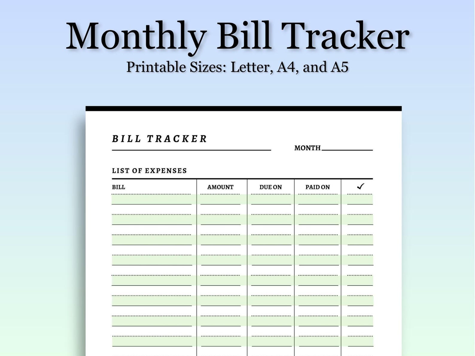 Monthly Bill Tracker Printable PDF | Bill Payment Log Sheet | Expense ...