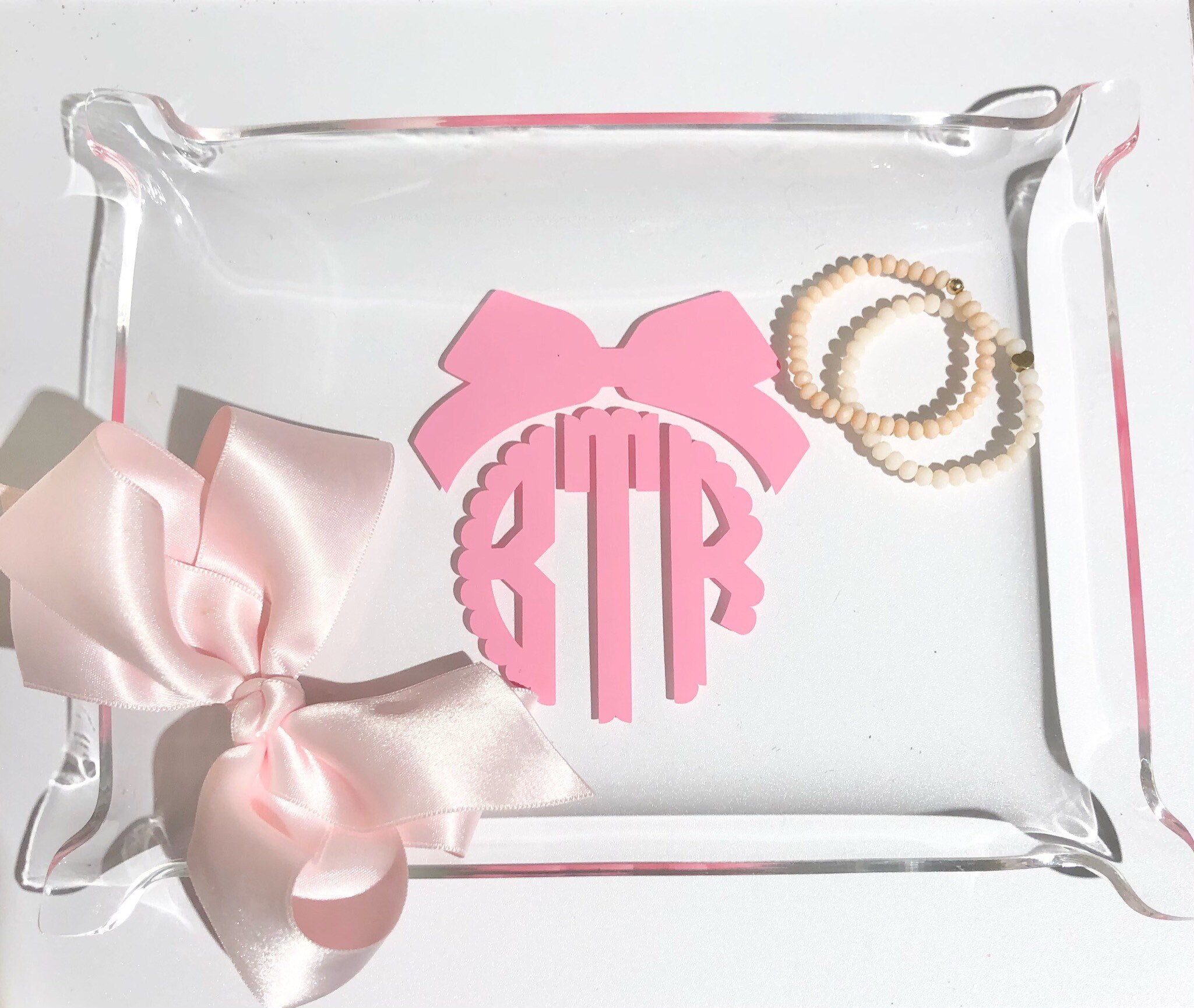 Clear Acrylic Monogrammed Tray Great for jewelry vanity or Etsy