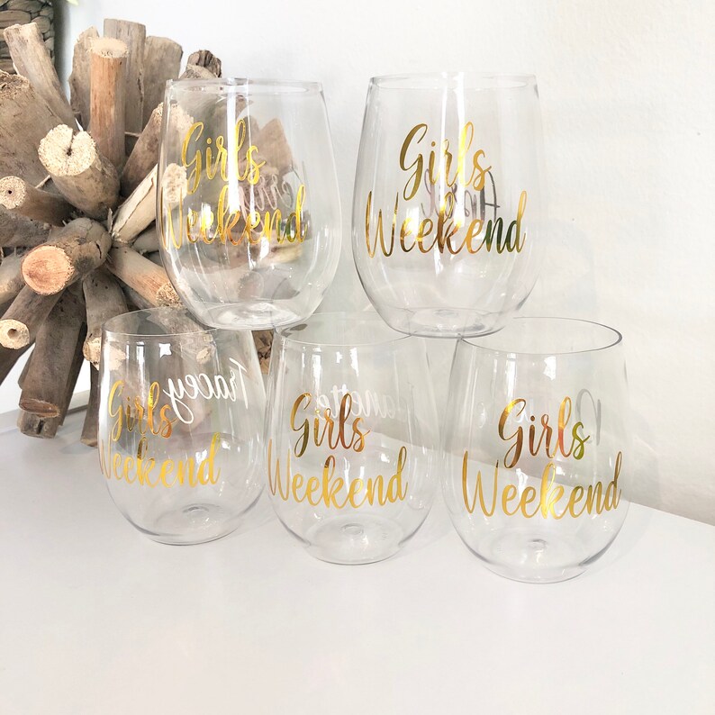 Shatterproof Monogrammed Plastic Stemless Wine Glass Etsy