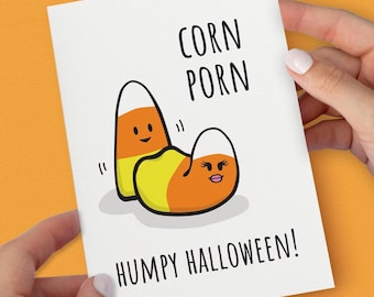 Funny Halloween Card, Humpy Halloween Card, Naughty Halloween Card, Candy Corn Card, Rude Halloween Card, Funny Candy Corn Card