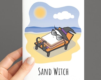 Funny Halloween Card, Sand Witch Card, Witch Pun Halloween Card, Food Pun Halloween Card, Funny Witch Card, Halloween Card for Kids