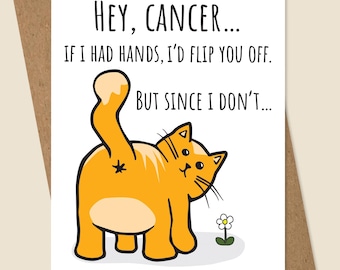Funny Cancer Card, Cattitude Cancer Card, Cat Butt Card, Cancer Sucks, Cat Get Well Card