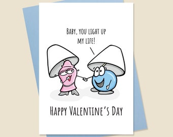 Funny Valentine's Day Card, Cute Valentine's Day Card, Lamp Valentine's Day Card, Card for Husband, Card For Wife, Girlfriend, Boyfriend