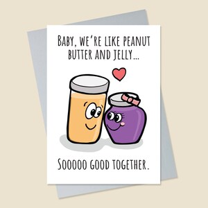 Grappige Valentijnsdagkaart, leuke Valentijnsdagkaart, PB&J Valentijnsdagkaart, kaart voor man, kaart voor vrouw, vriendin, vriend