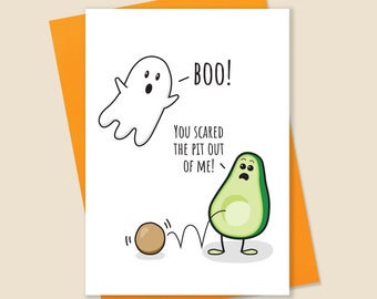 Funny Halloween Card, Halloween Card, Silly Halloween Card, Ghost Card, Avocado Card, Spooky Card