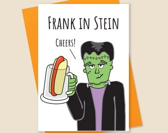 Funny Halloween Card, Funny Frankenstein Card, Silly Halloween Card, Beer Halloween Card, Frankenstein Card