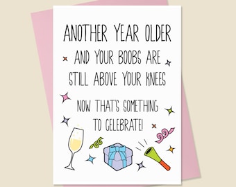 Funny Birthday Card, Funny Boob Card, Getting Older Birthday card