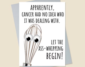 Pun Cancer Card, Funny Cancer Card, Whip Cancer's Ass, Cancer Sucks, Cancer Card Funny