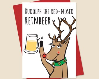 Funny Christmas Card, Christmas Card, Funny Holiday Card, Holiday Card, Reindeer Christmas Card, Beer Christmas Card