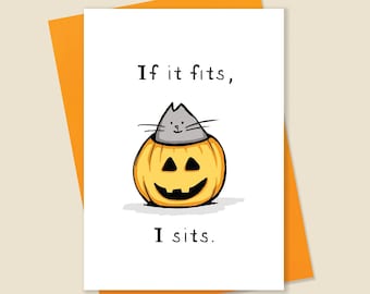Cute Cat Halloween Card, Funny Cat Halloween Card, Silly Halloween Card, Cat Halloween Card, Cute Cat Card, Jack o Lantern Halloween Card