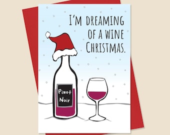 Funny Christmas Card, Wine Christmas Card, Funny Holiday Card, Holiday Card, Booze Christmas Card, White Christmas Card