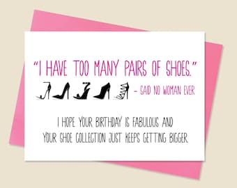 Funny Birthday Card, Best Friend Birthday Card, BFF Birthday Card, Shoe Birthday Card