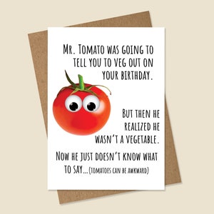 Carte d'anniversaire idiote, carte d'anniversaire de tomate, carte d'anniversaire drôle, carte idiote de tomate
