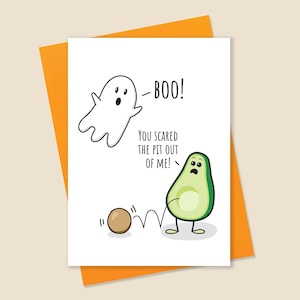 Funny Halloween Card, Halloween Card, Silly Halloween Card, Ghost Card, Avocado Card, Spooky Card