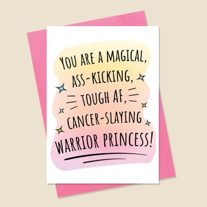 Funny Cancer Card, Cancer Encouragement Card, Warrior Princess, Cancer Card