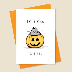 Cute Cat Halloween Card, Funny Cat Halloween Card, Silly Halloween Card, Cat Halloween Card, Cute Cat Card, Jack o Lantern Halloween Card