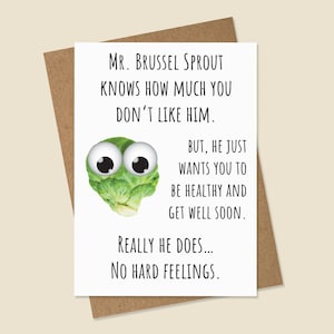 Divertente Get Well Card, Veggie Get Well, Get Well Card, Feel Better Card