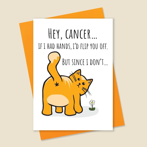 Funny Cancer Card, Cat Cancer Card, Cat Butt Card, Cancer Sucks, Cat Get Well Card