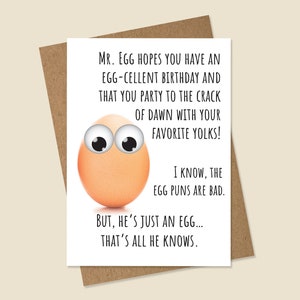 Carte d'anniversaire drôle, carte d'anniversaire d'oeuf, carte d'anniversaire de poulet, carte d'anniversaire de calembour, carte d'anniversaire de chiot