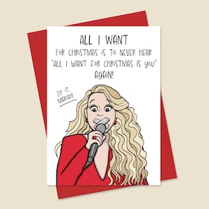 Tarjeta de Navidad divertida, Todo lo que quiero para la tarjeta de Navidad, Tarjeta de Mariah Carey, Tarjeta de canción de Navidad, Tarjeta de Navidad tonta, Tarjeta de villancico de Navidad