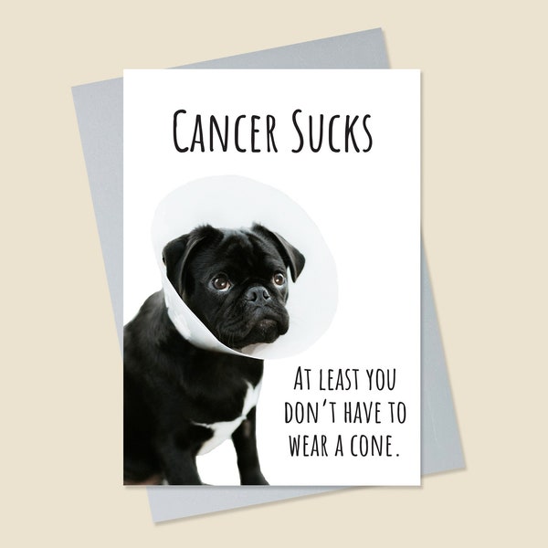 Funny Cancer Card, Dog Cancer Card, Cone of Shame Card, Cancer Sucks, Dog Get Well Card