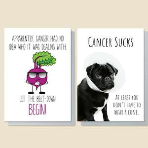 TWEE KAARTENSET - Funny Cancer Card, Cancer Aanmoediging Card, Beat Cancer Card, Cancer Card, Cancer Sucks Card, Dog Cancer Card