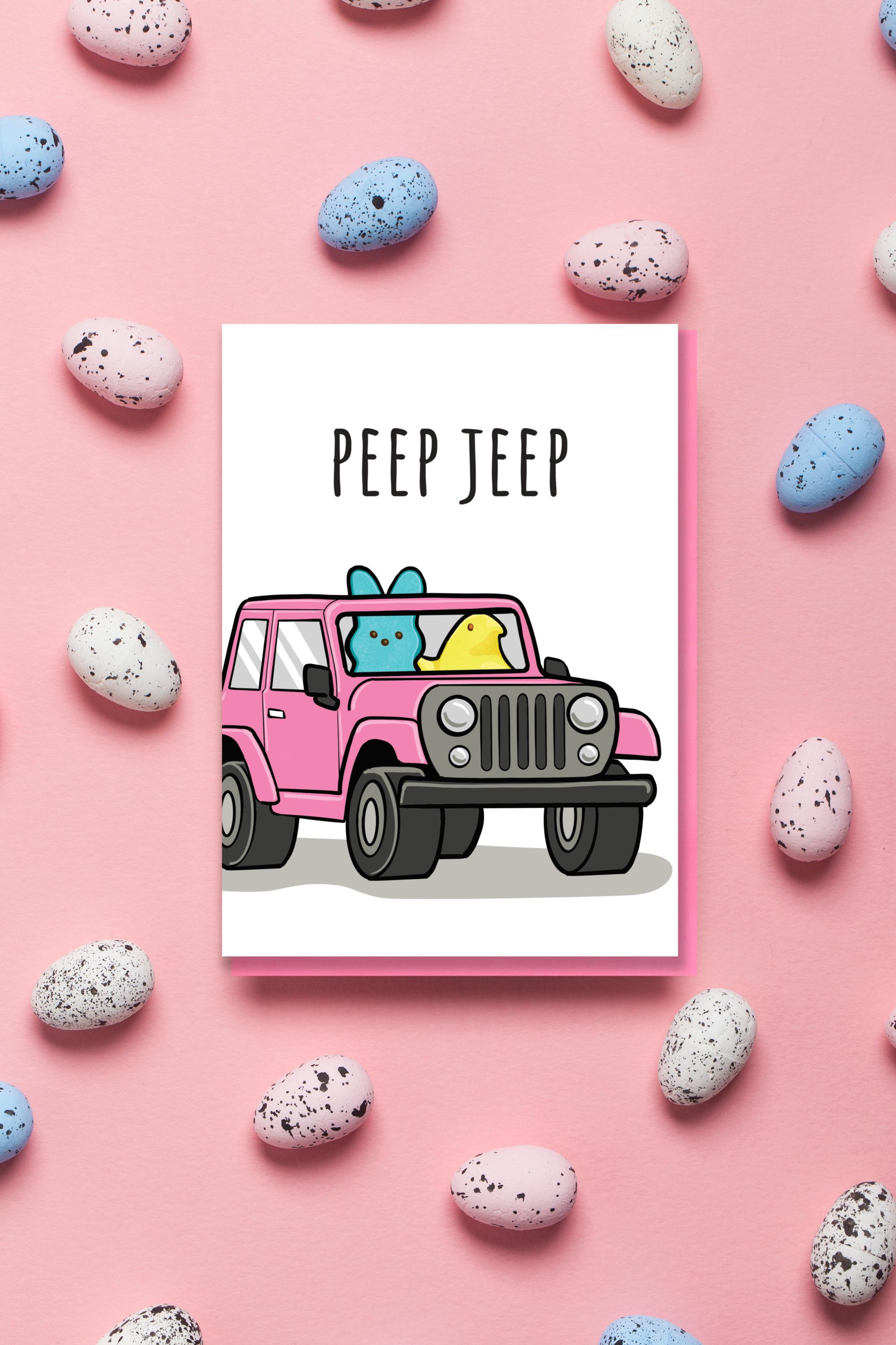 Funny Easter Card, Peep Jeep Card, Funny Holiday Card, Peep Easter Card ...