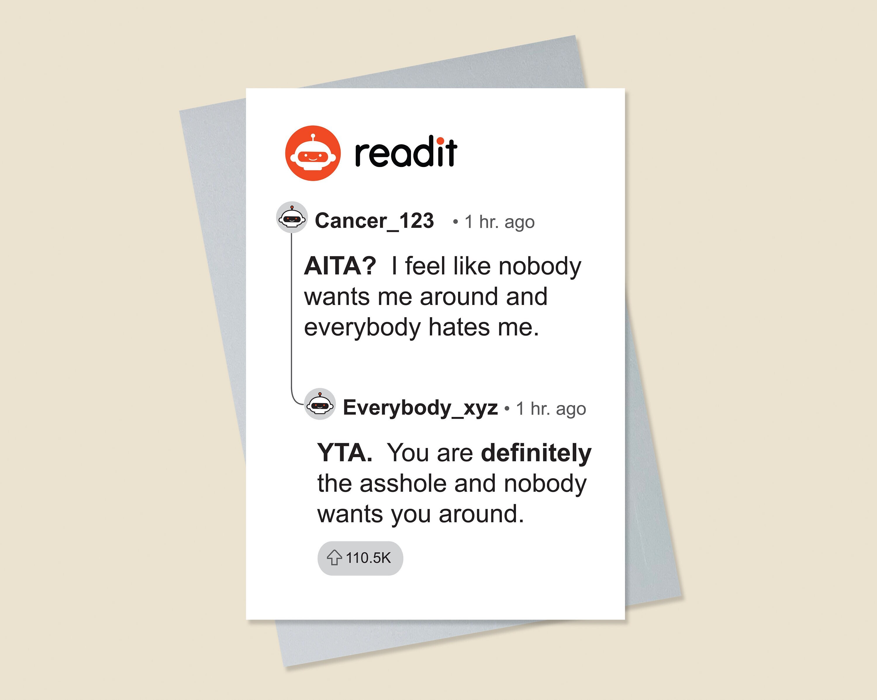 Funny Cancer Card, Cancer Encouragement Card, AITA Cancer Card, Cancer is an Asshole Card, Cancer Sucks Card, Reddit Cancer Card