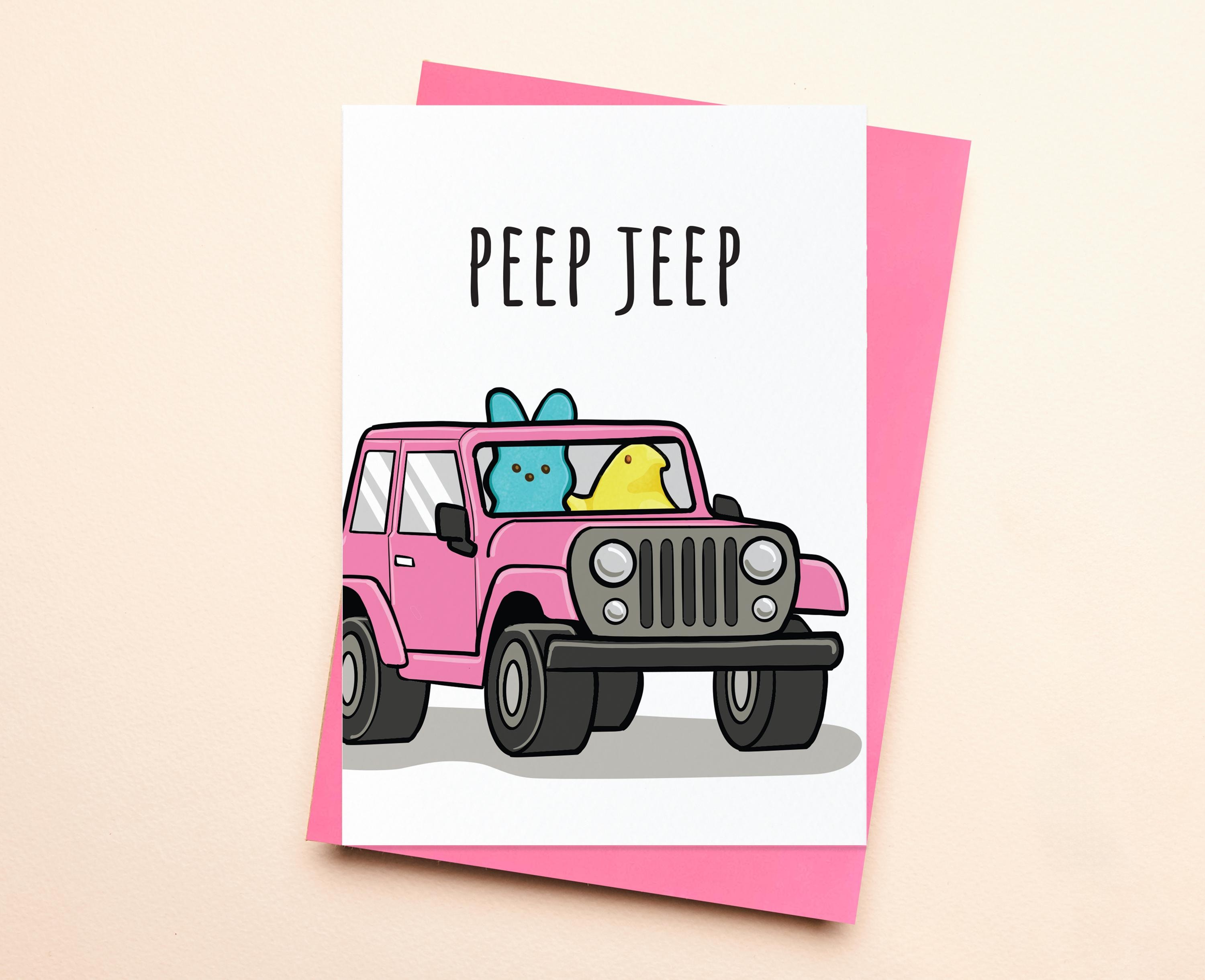 Funny Easter Card, Peep Jeep Card, Funny Holiday Card, Peep Easter Card ...