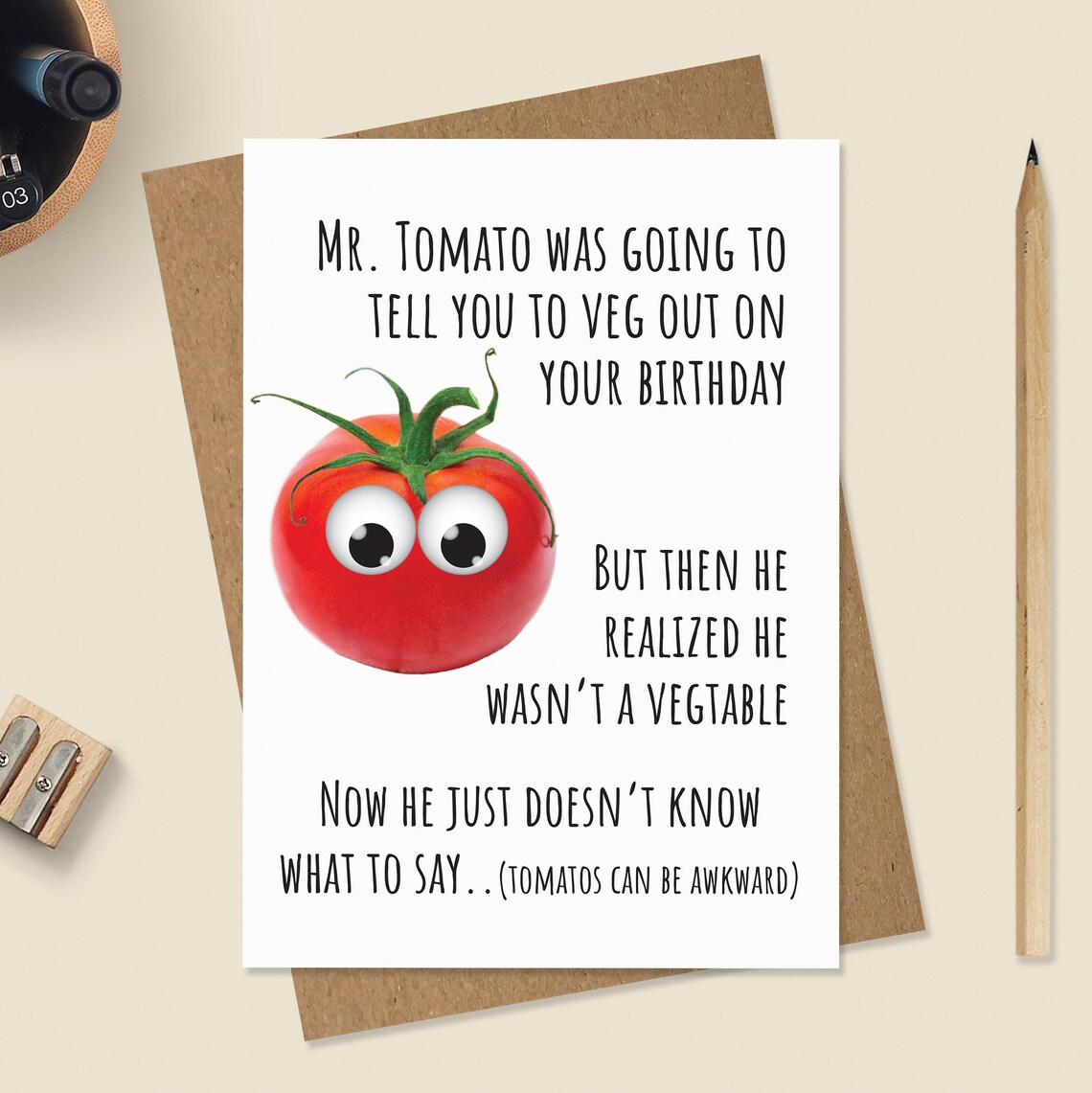 Silly Birthday Card Tomato Birthday Card Etsy