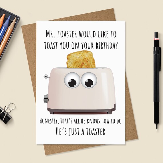 Toaster Birthday Card Funny Toaster Card Etsy