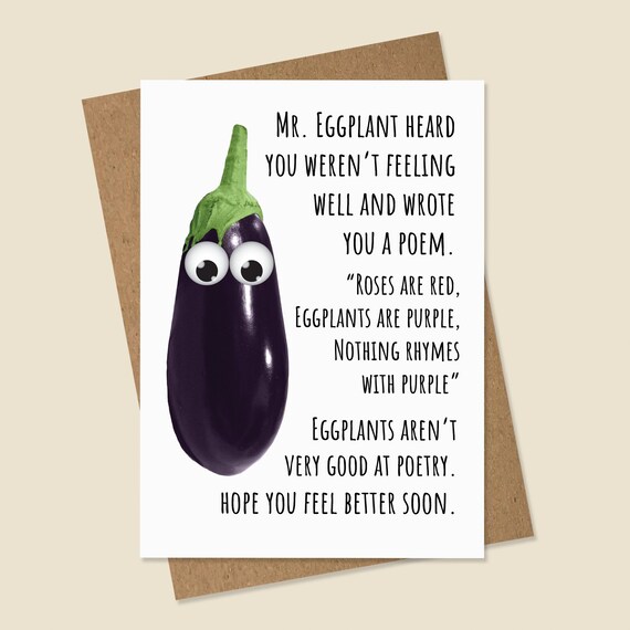 Funny Get Well Card Eggplant Get Well Card Feel Better - Etsy Funny Get Well Card Eggplant Get Well Card Feel Better - Etsy