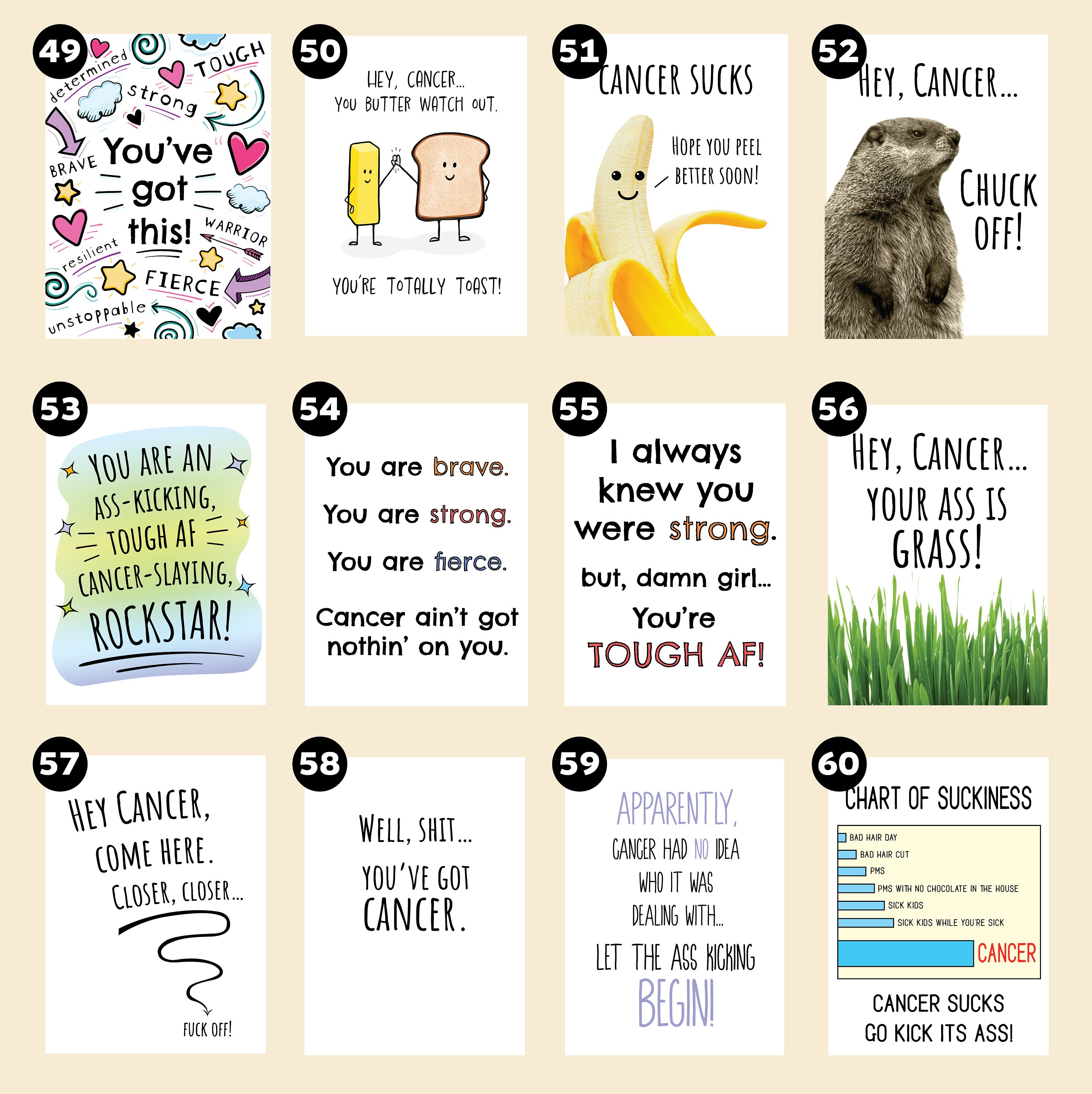Funny Cancer Card, Cancer Card Bundle, Cancer Card, Cancer Get Well ...