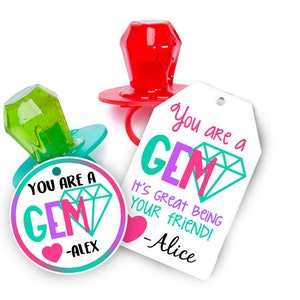 You're a gem valentine cards and valentine tags to go with ring pops or ring pop gummies chose any color combination