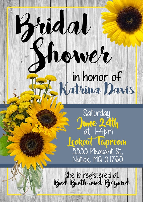 Rustic Sunflower And Mason Jar Bridal Shower Invitation Or Baby