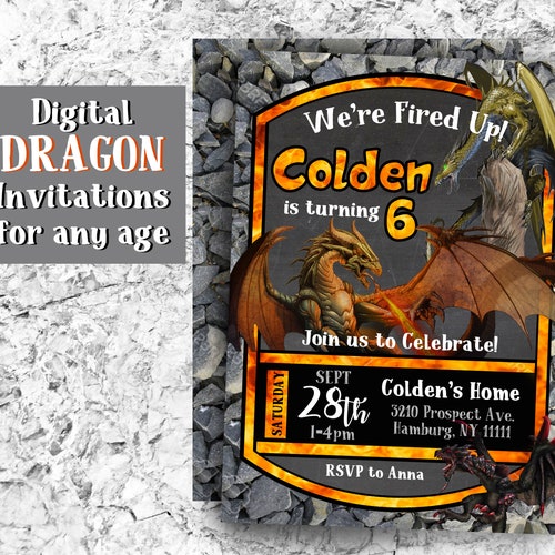 Dragon Birthday Invitation Editable Dragon Party Printable - Etsy