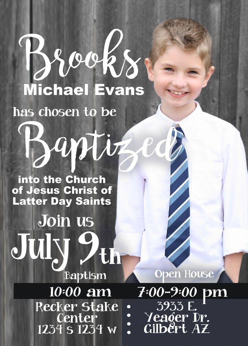 LDS baptism announcement invitation Mormon open house flier Etsy