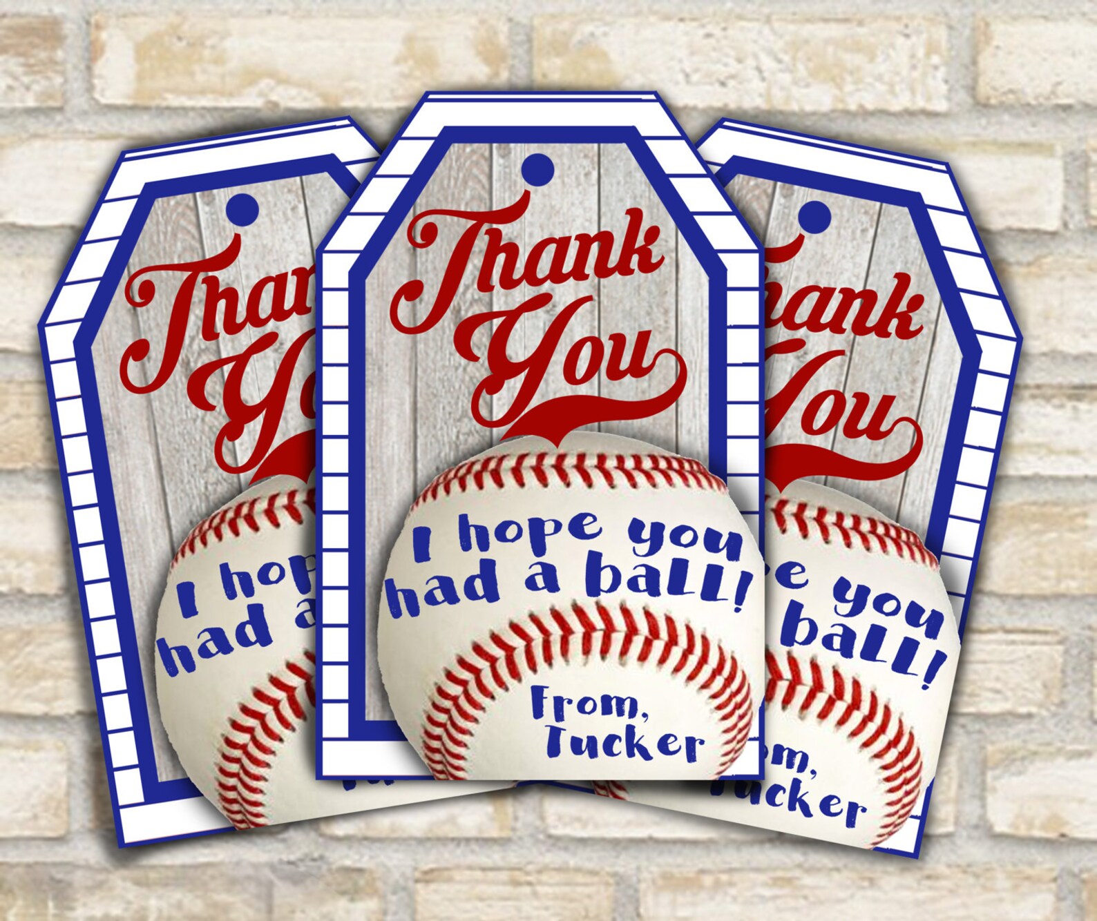 Thank you tags labels for baseball themed birthday party Etsy