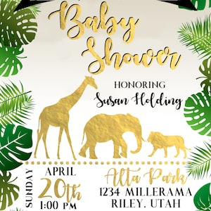 Jungle Baby Shower Invitation Theme Printable Invitations - Etsy